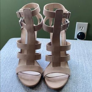 Nude strapped heels